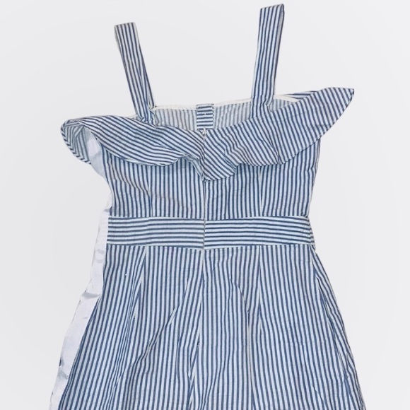 Zara blue white striped jumpsuit with ruffles size XS - Picture 9 of 16